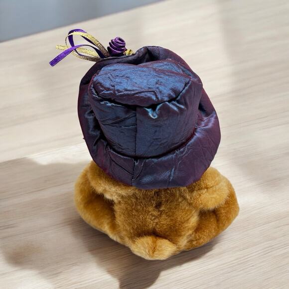 Dan Dee Brown Sitting Teddy Bear Plush Purple Hat Holding Heart Shaped Gift Box - Picture 2 of 13